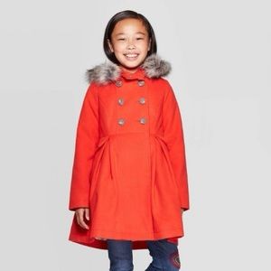 Girls' Faux Fur Hood Jacket - Cat & Jack™ (L 10/12)